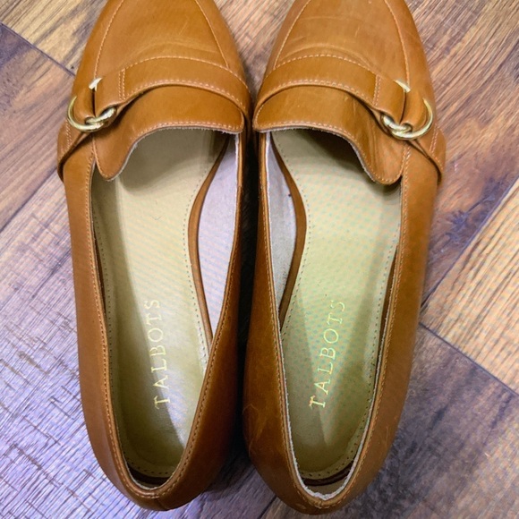 Talbots Cognac Leather Loafers with Gold Accent - Picture 3 of 5